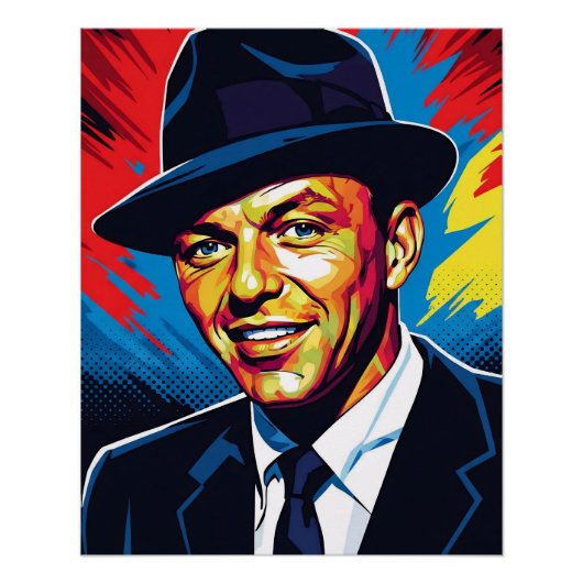 Frank Sinatra: Iconic Charm in Vivid Colors Perfect Poster (Voorkant)