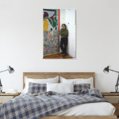 Frank Stella naast een van zijn werken Canvas Afdruk (Insitu (Slaapkamer))