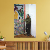 Frank Stella naast een van zijn werken Canvas Afdruk (Insitu (Woonkamer))