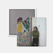 Frank Stella naast een van zijn werken Magneet (Voorkant / Achterkant)