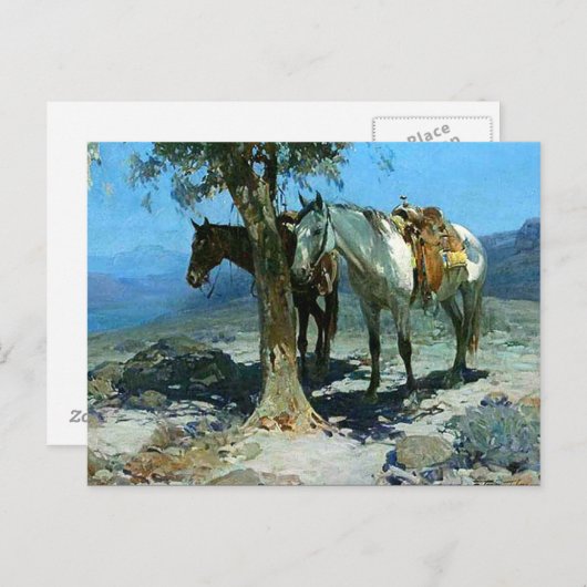 Frank Tenney Johnson Westerne Art "Silent Night" Briefkaart (Voorkant / Achterkant)