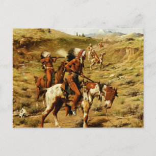 Frank Tenney Johnson Westerse kunst "De oorlogspar Briefkaart