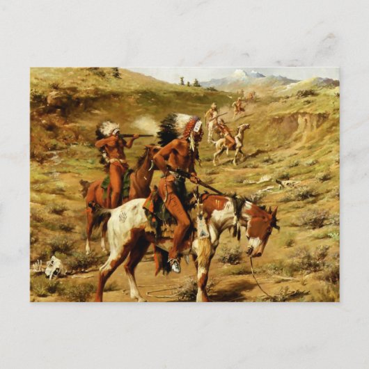 Frank Tenney Johnson Westerse kunst "De oorlogspar Briefkaart (Voorkant)