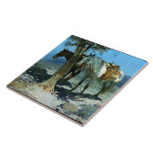 Frank Tenney Johnson Westerse Kunst “Stille Nacht” Tegeltje (Zijkant)