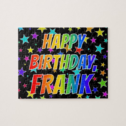 "FRANK" Voornaam, geun "HAPPY BIRTHDAY" Legpuzzel (Horizontaal)