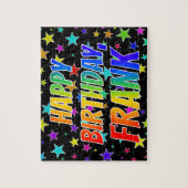 "FRANK" Voornaam, geun "HAPPY BIRTHDAY" Legpuzzel (Verticaal)
