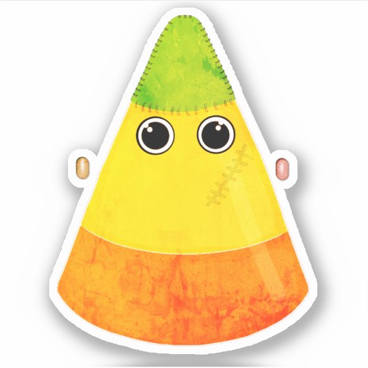Franken Candy Corn Halloween Sticker (Voorkant)