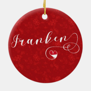Franken, Franconia Flag Heart, Franconisch Keramisch Ornament