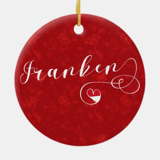 Franken, Franconia Flag Heart, Franconisch Keramisch Ornament (Achterkant)