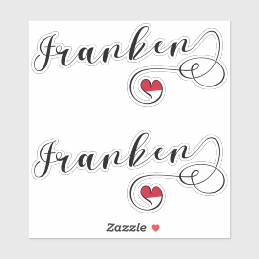 Franken, Franconia Flag Heart, Franconisch Sticker (Vel)