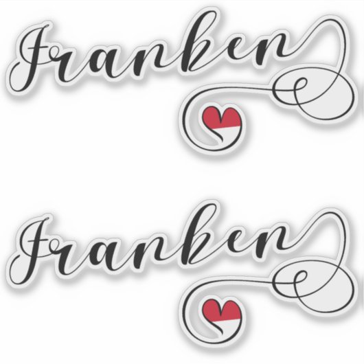 Franken, Franconia Flag Heart, Franconisch Sticker (Voorkant)