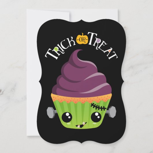 Frankencake - Cute Halloween Cupcake Kaart (Achterkant)