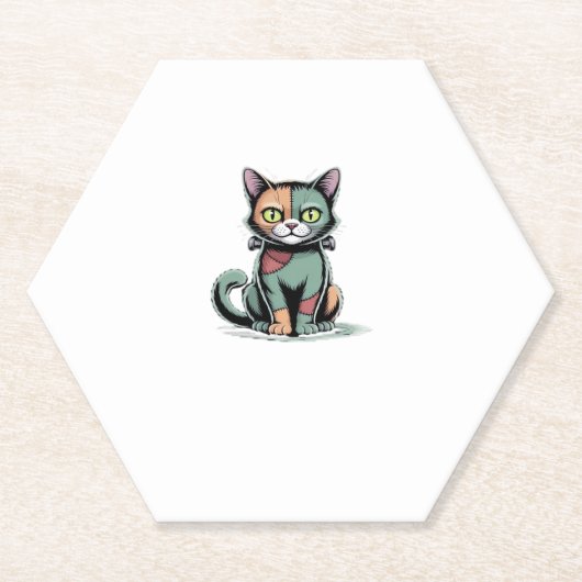 FrankenCat Oversized T-shirt Kartonnen Onderzetters (Voorkant)