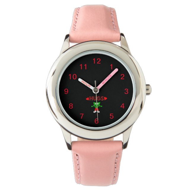 FrankenCheese Hugs Kind Roze leder Watch Horloge (Voorkant)