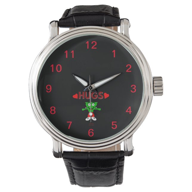 FrankenCheese Hugs Mannen  Leather Watch Horloge (Voorkant)