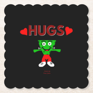 FrankenCheese Hugs Scalloped Square Paper Onderzet Kartonnen Onderzetters