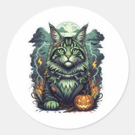 FrankenCoon – Maine Coon Halloween Ronde Sticker