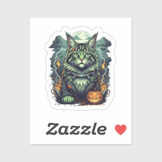 FrankenCoon – Maine Coon Halloween Sticker (Vel)
