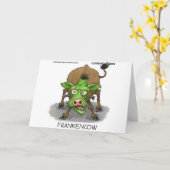 "FrankenCow" Funny Halloween Gifts & Collectibles Kaart (Gele Bloem)