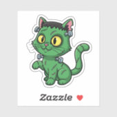 Frankenkitty – Schattigee Frankenstein kat Hallowe Sticker (Vel)