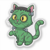 Frankenkitty – Schattigee Frankenstein kat Hallowe Sticker (Voorkant)