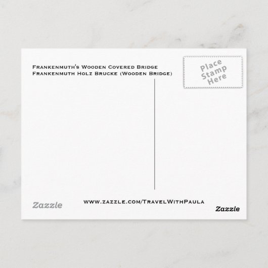 Frankenmuth Covered Wooden Bridge Michigan Briefkaart (Achterkant)
