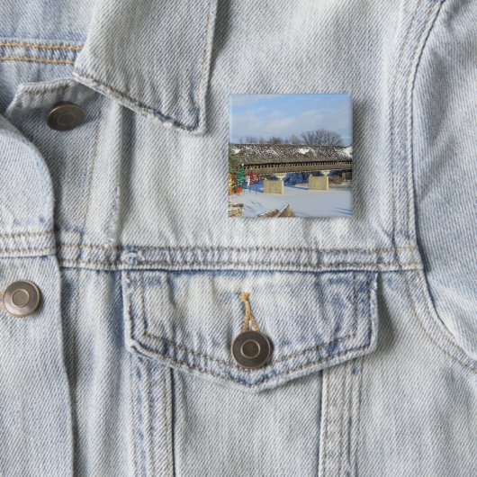 Frankenmuth Michigan Covered Wooden Bridge Button (In situ)