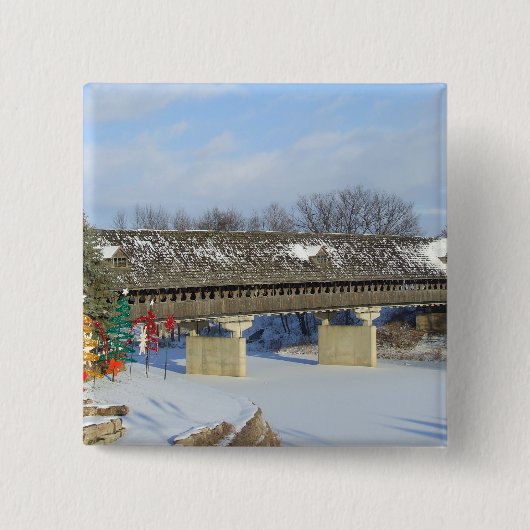 Frankenmuth Michigan Covered Wooden Bridge Button (Voorkant)