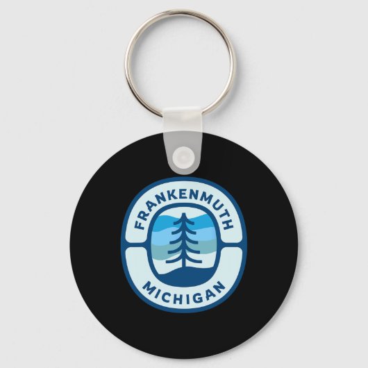 Frankenmuth Michigan Mi Retro Winter Forest Souven Sleutelhanger (Voorkant)