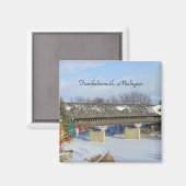 Frankenmuth Michigan overdekte houten brug Magneet (Voorkant / Achterkant)