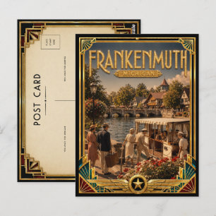 Frankenmuth Michigan Vintage Art Deco Gouden Tijdp Briefkaart
