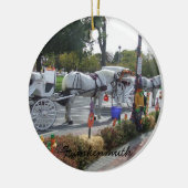 Frankenmuth Michigan White Horse Carriage Autumn Keramisch Ornament (Links)