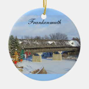 Frankenmuth Wooden Covered Bridge Michigan 2 Sided Keramisch Ornament