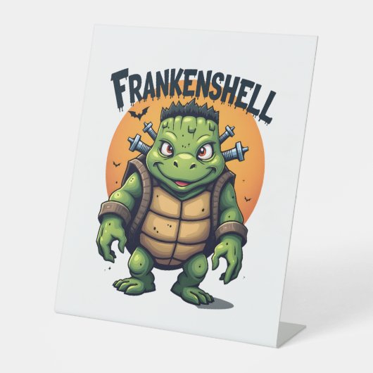 Frankenshell Schildpad Reclamebord Met Voetstuk (Voorkant)