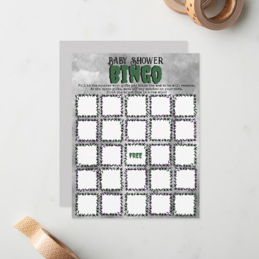 Frankenstein Baby shower bingogame Notitiekaartje (Voorkant / Achterkant in situ)