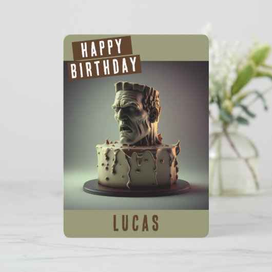 Frankenstein Birthday Kaart (Staand voorkant)