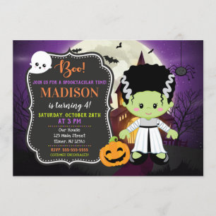 Frankenstein Bride Halloween Verjaardag Uitnodigin Kaart