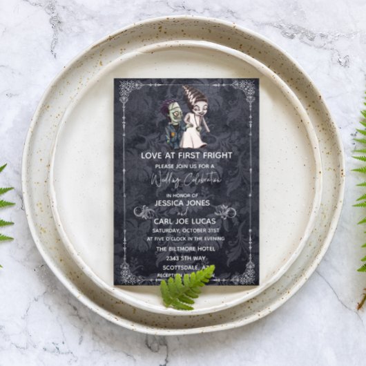 Frankenstein Bride Halloween Wedding Kaart