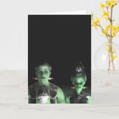 Frankenstein & Bruid - het Wenskaart van Halloween Kaart (Gele Bloem)