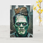 Frankenstein Cat Nap Kaart (Gele Bloem)