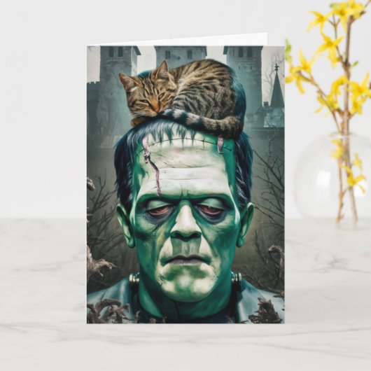 Frankenstein Cat Nap Kaart (Gele Bloem)