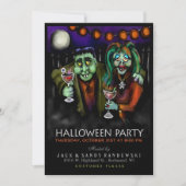 Frankenstein & Date Halloween Party Invite Kaart (Voorkant)