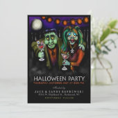 Frankenstein & Date Halloween Party Invite Kaart (Staand voorkant)