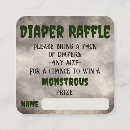 Frankenstein Diaper Raffle Informatiekaartje (Voorkant)