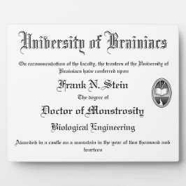 Frankenstein diploma display fotoplaat