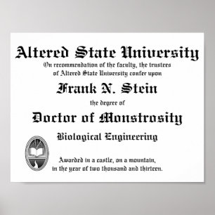 Frankenstein Diploma poster