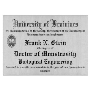 Frankenstein-diploma snijplank