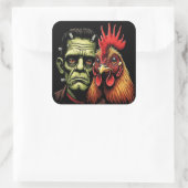 "Frankenstein & Earl" Chessy Chicken Selfies Vierkante Sticker (Tas)