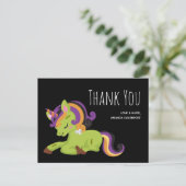 Frankenstein Eenhoorn Halloween Tekening Dank u Briefkaart (Staand voorkant)