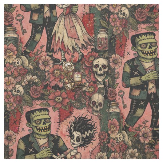 Frankenstein en Bruid Stof Per Meter (Swatch)